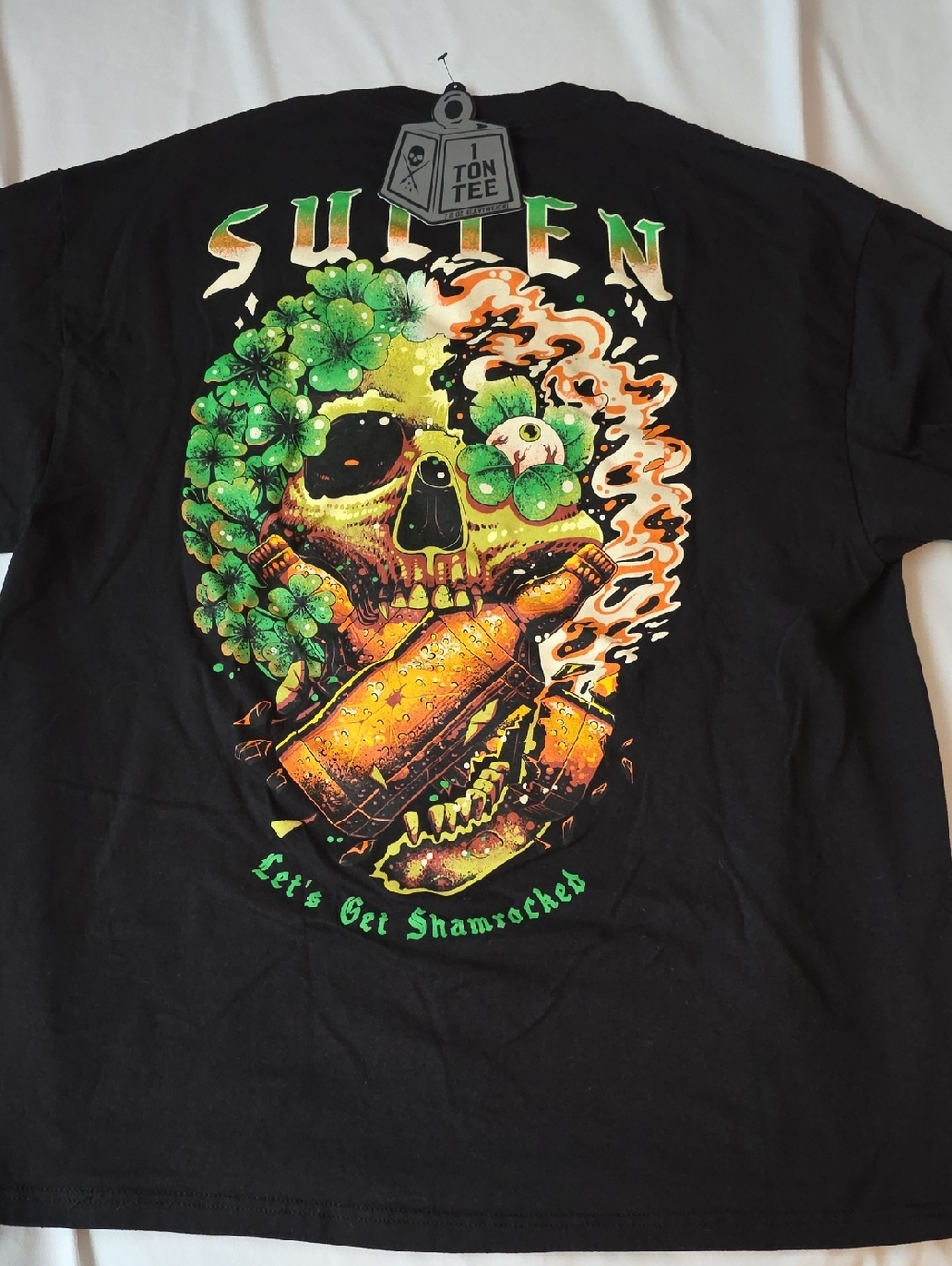 Sullen Black Graphic Tee Let's Get Shamrocked Skull Design Mens Xl